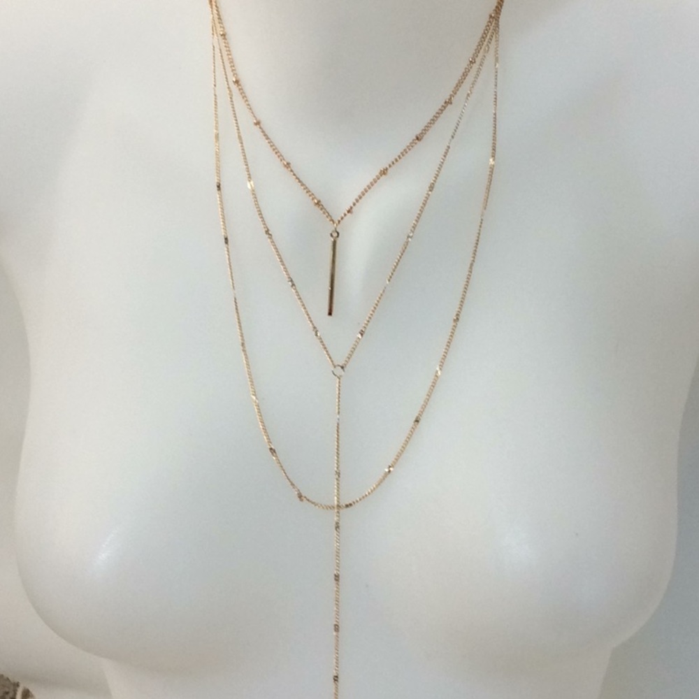 Dainty silver necklace choker bar spear new